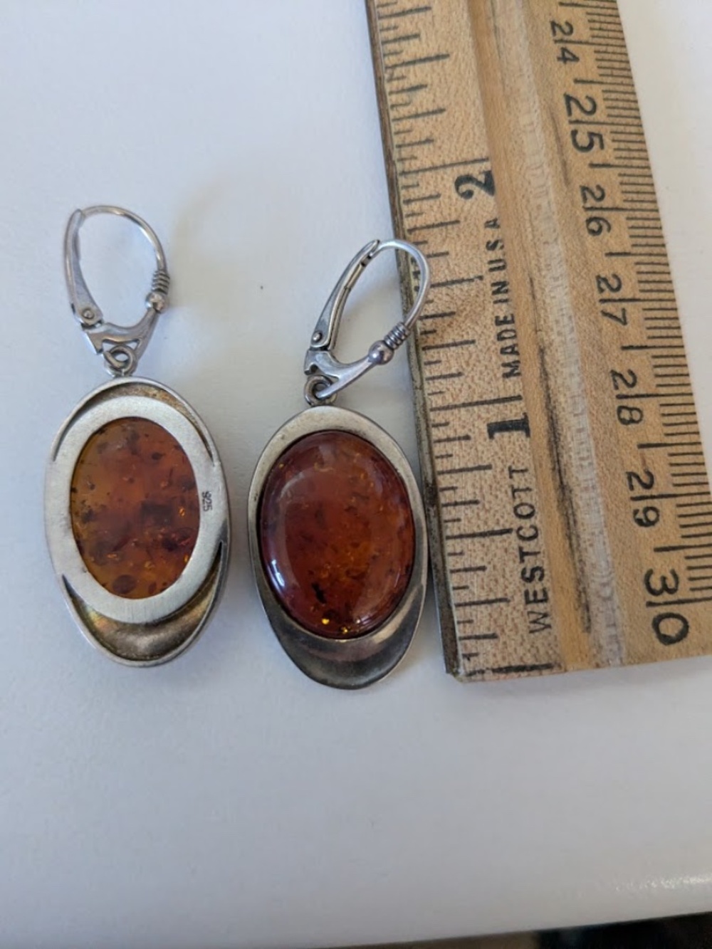 Vintage Amber Earrings in 925 Silver - Picture 2 of 4